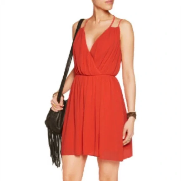 open lace back dress Sies Marjan - Thandie Compact Stretch Belted Mini Dress - Blood Orange